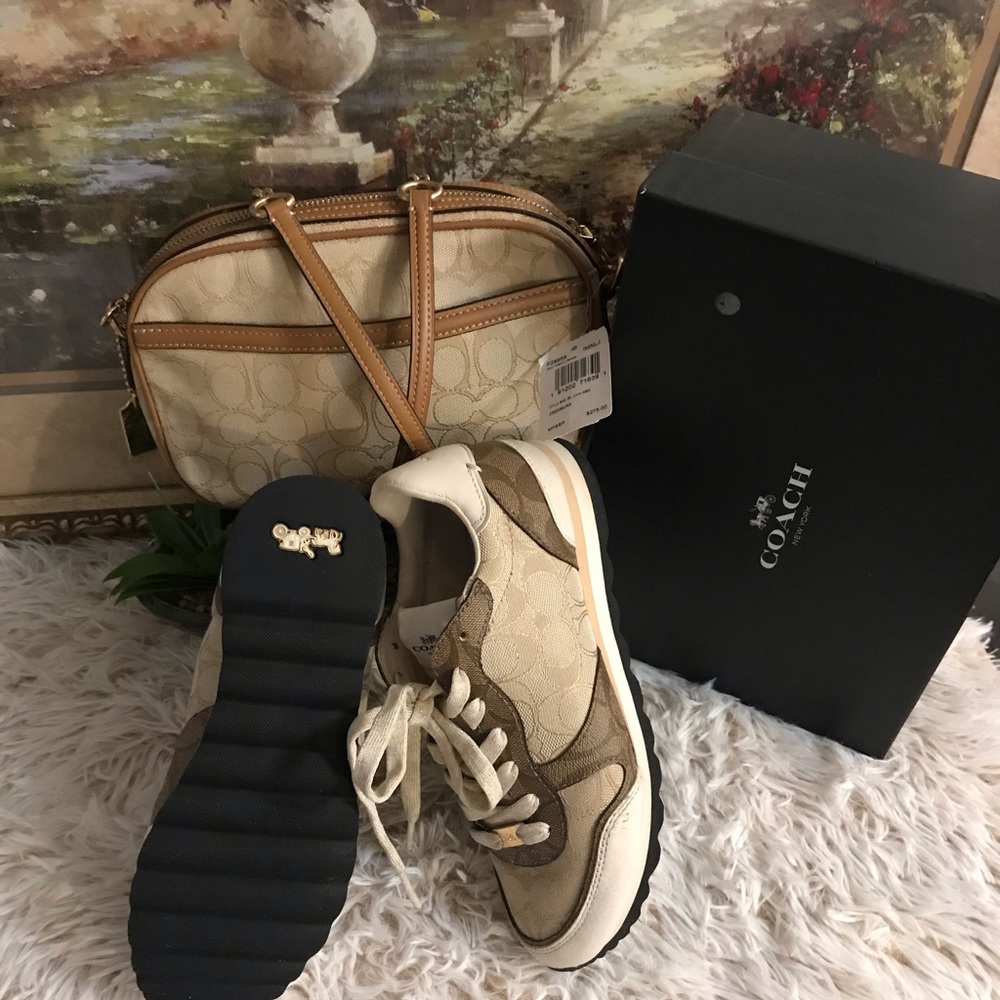 Crossbody new, sneakers used 2x